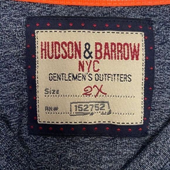 Hudson & Barrow NYC 2X XXL Blue & Gray Heather Short Sleeve Tee - Picture 3 of 9